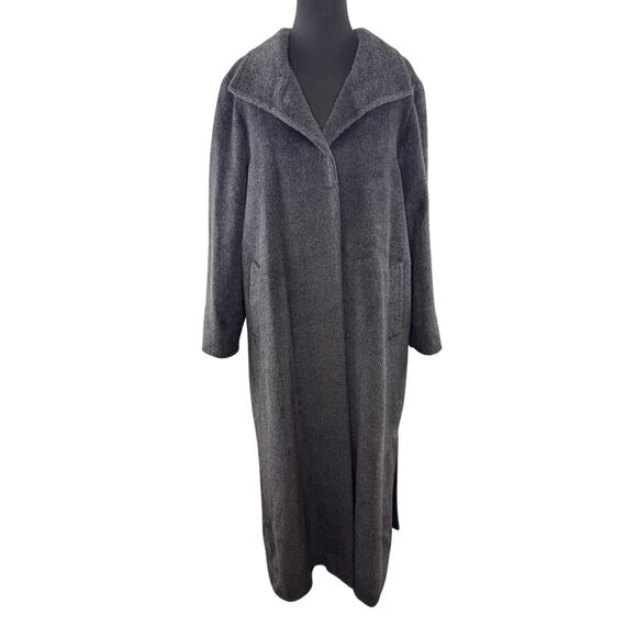 Cinzia Rocca PIACENZA Gray Long Coat Wool Baby llama Collared Overcoat Size 8 - Picture 2 of 12